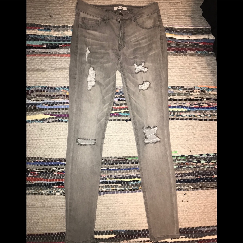 Gray distressed jeans